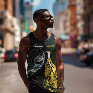 New Zealand vs South Africa Rugby Custom Men Tank Top Maori - African Pattern
