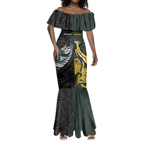New Zealand vs South Africa Rugby Custom Mermaid Dress Maori - African Pattern