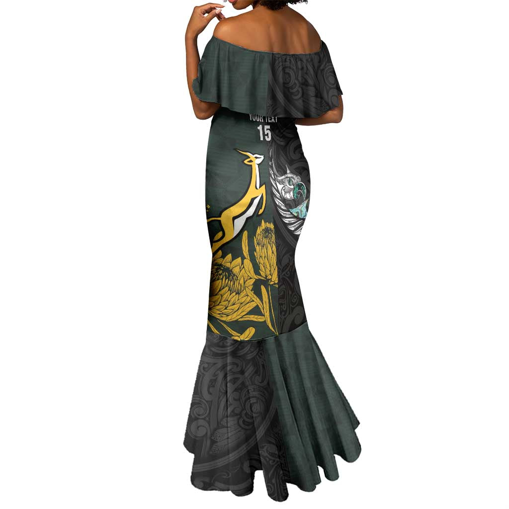 New Zealand vs South Africa Rugby Custom Mermaid Dress Maori - African Pattern