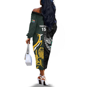 New Zealand vs South Africa Rugby Custom Off The Shoulder Long Sleeve Dress Maori - African Pattern