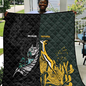 New Zealand vs South Africa Rugby Quilt Maori - African Pattern