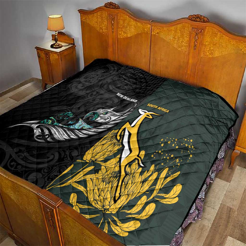 New Zealand vs South Africa Rugby Quilt Maori - African Pattern