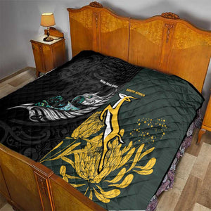 New Zealand vs South Africa Rugby Quilt Maori - African Pattern