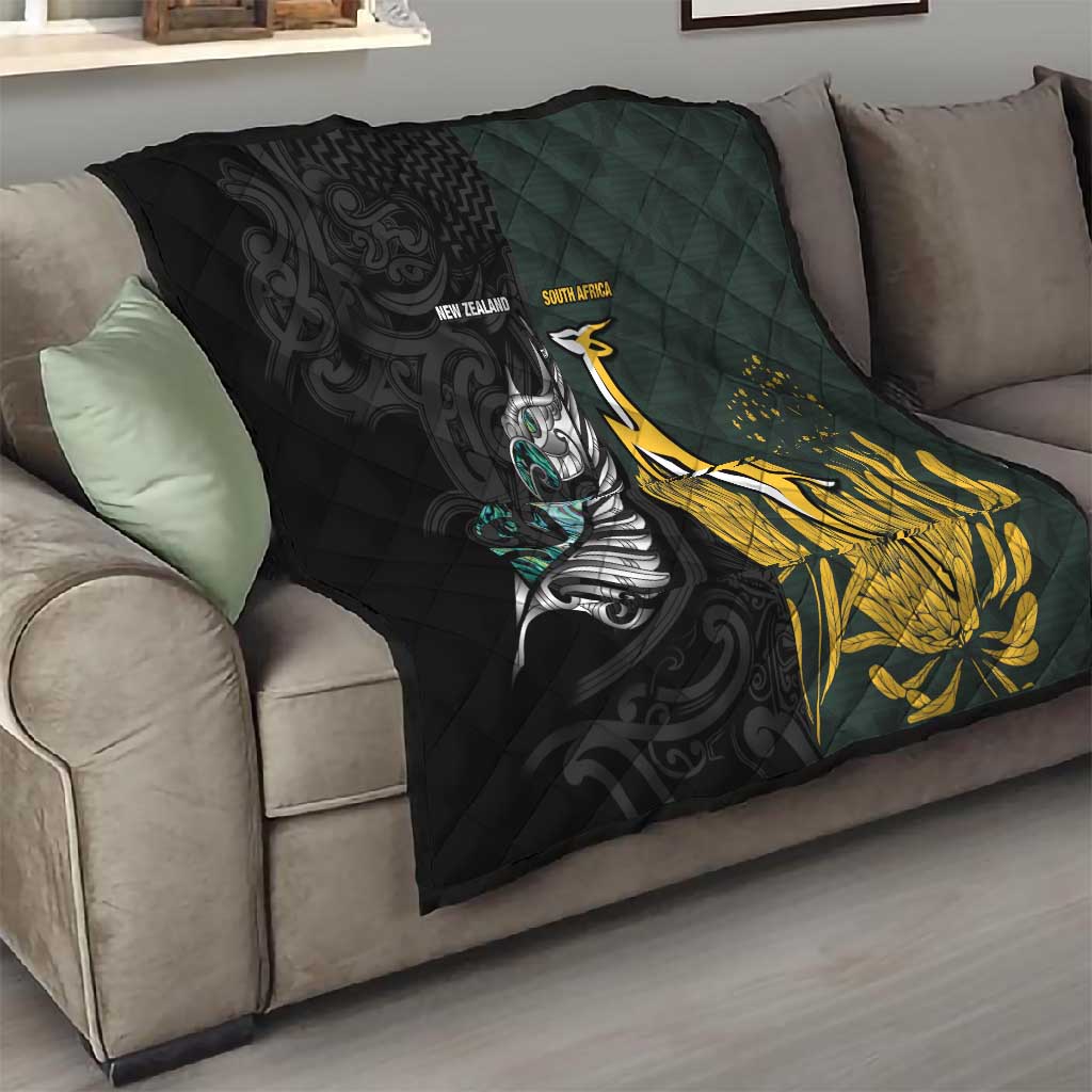 New Zealand vs South Africa Rugby Quilt Maori - African Pattern
