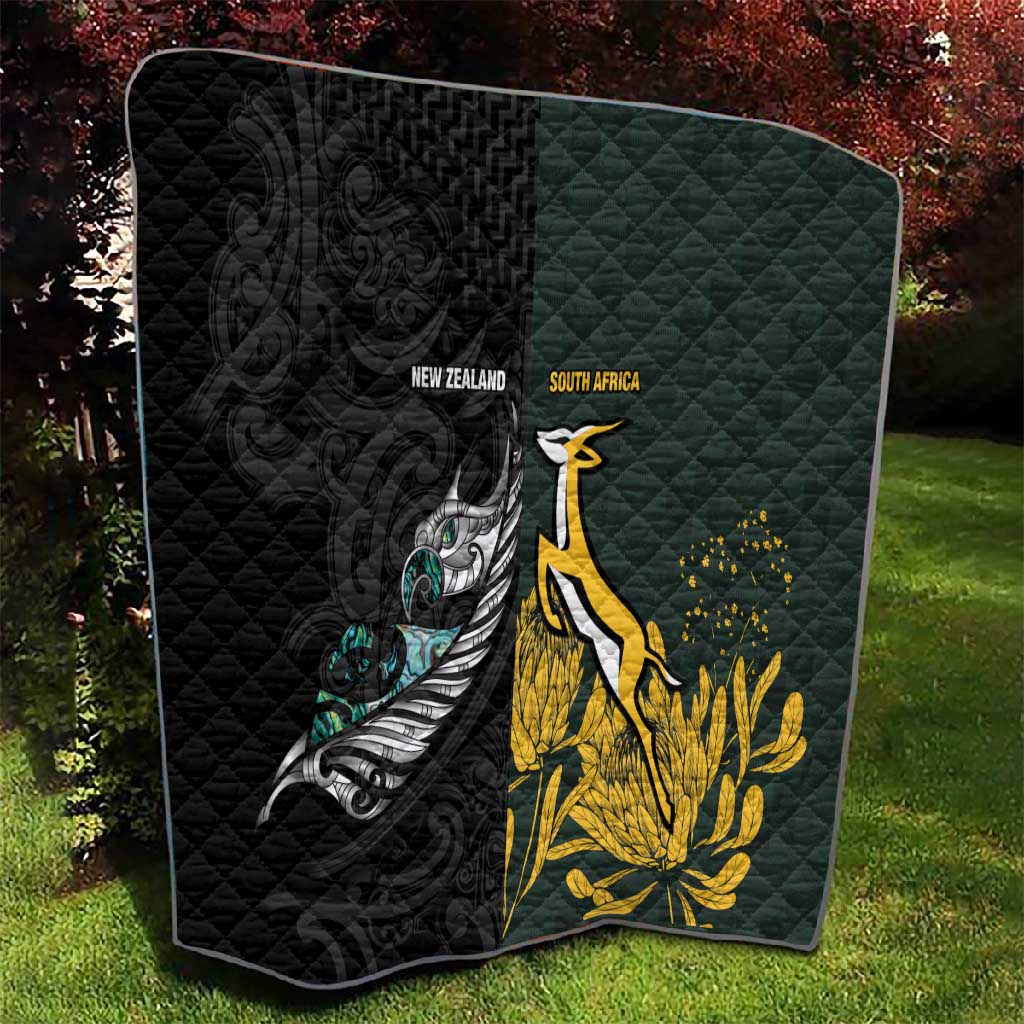 New Zealand vs South Africa Rugby Quilt Maori - African Pattern