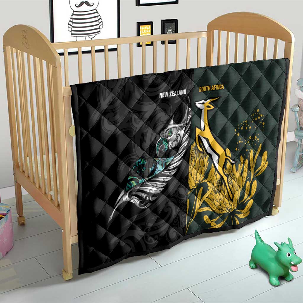 New Zealand vs South Africa Rugby Quilt Maori - African Pattern