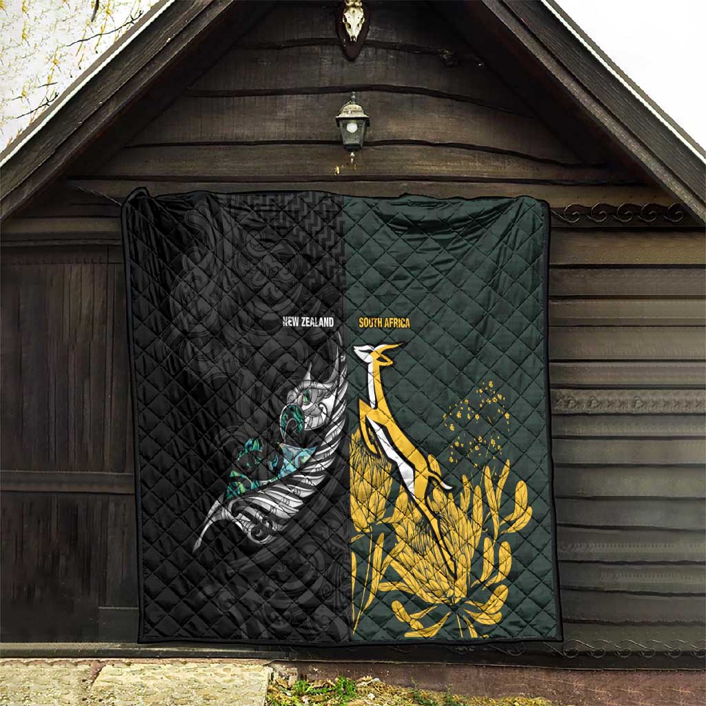 New Zealand vs South Africa Rugby Quilt Maori - African Pattern