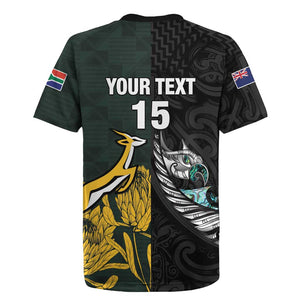 New Zealand vs South Africa Rugby Custom Rugby Jersey Maori - African Pattern