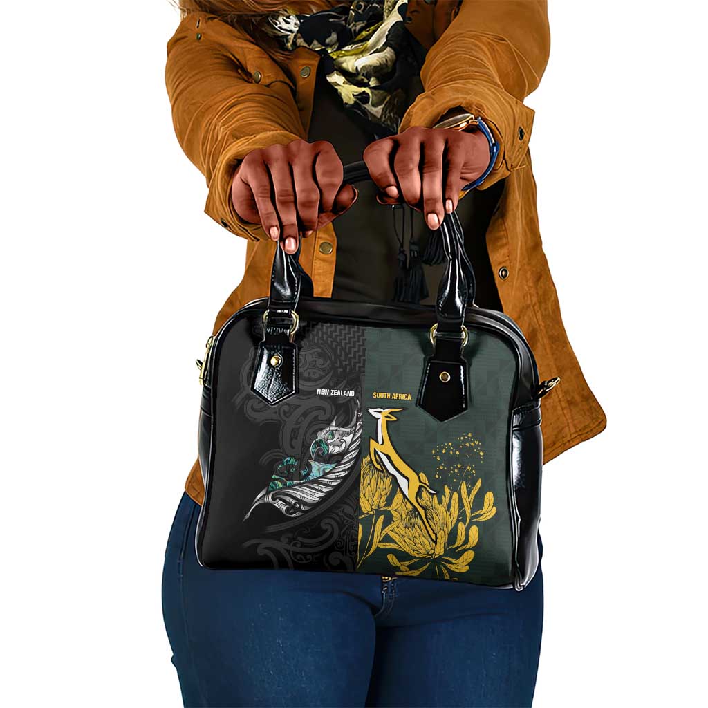 New Zealand vs South Africa Rugby Shoulder Handbag Maori - African Pattern