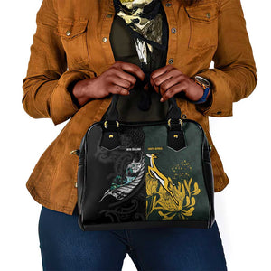 New Zealand vs South Africa Rugby Shoulder Handbag Maori - African Pattern