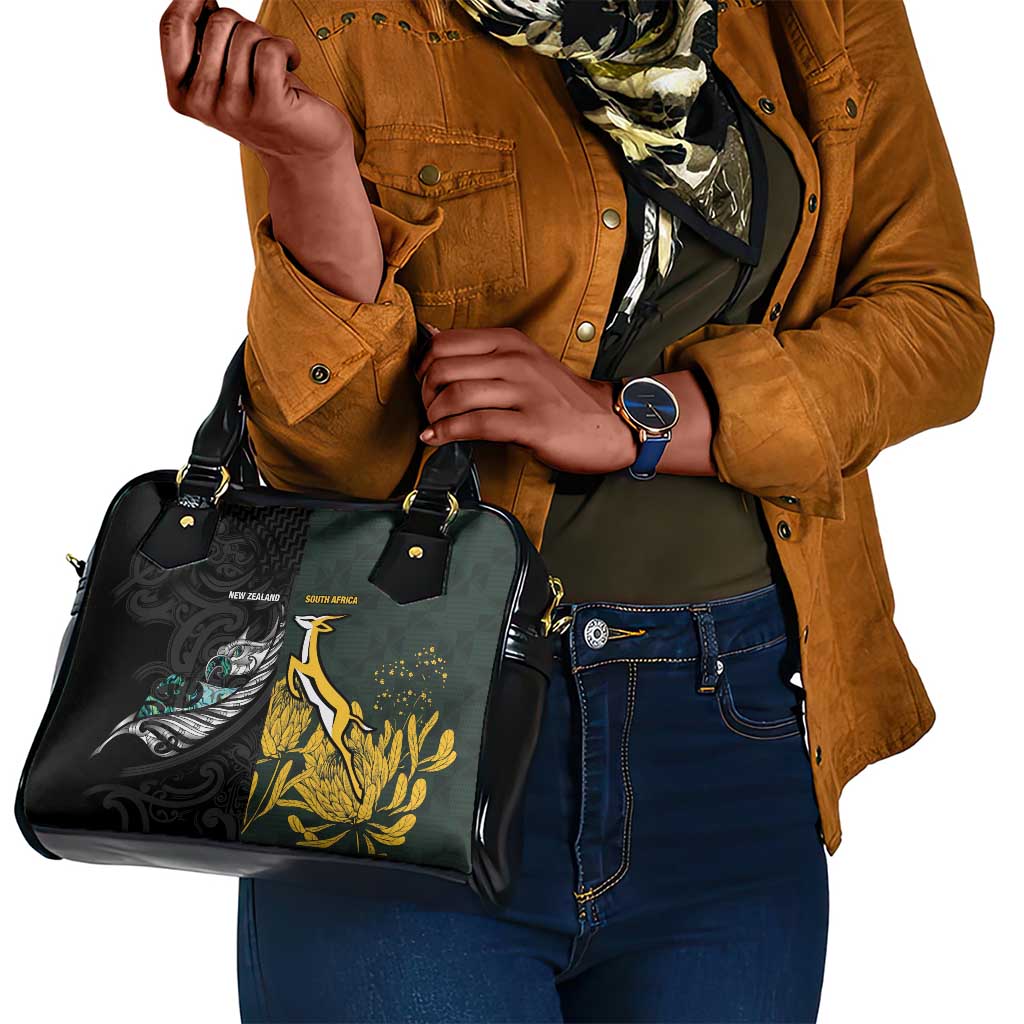 New Zealand vs South Africa Rugby Shoulder Handbag Maori - African Pattern