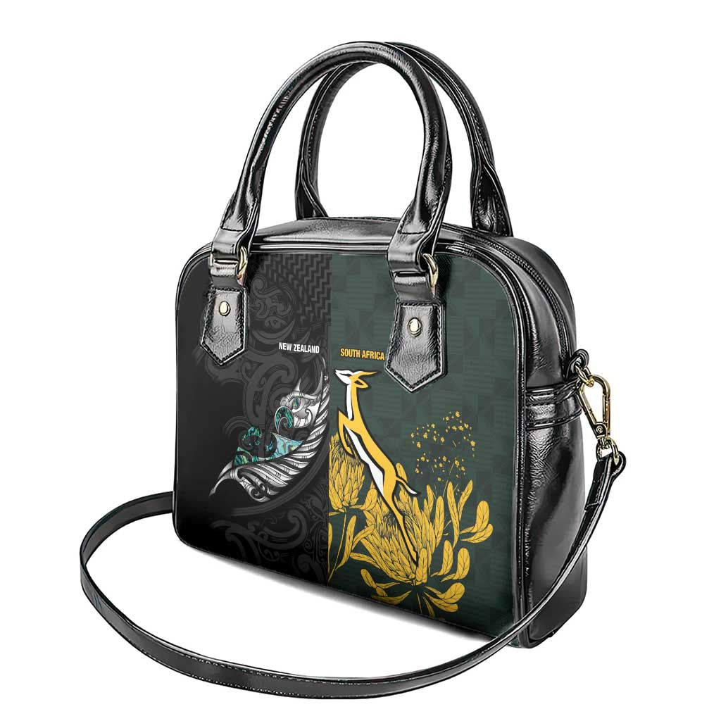 New Zealand vs South Africa Rugby Shoulder Handbag Maori - African Pattern