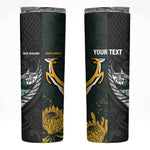 New Zealand vs South Africa Rugby Custom Skinny Tumbler Maori - African Pattern