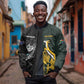New Zealand vs South Africa Rugby Custom Sleeve Zip Bomber Jacket Maori - African Pattern