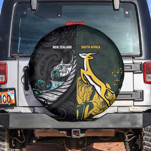 New Zealand vs South Africa Rugby Spare Tire Cover Maori - African Pattern