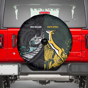 New Zealand vs South Africa Rugby Spare Tire Cover Maori - African Pattern