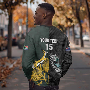 New Zealand vs South Africa Rugby Custom Sweatshirt Maori - African Pattern