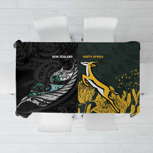 New Zealand vs South Africa Rugby Tablecloth Maori - African Pattern