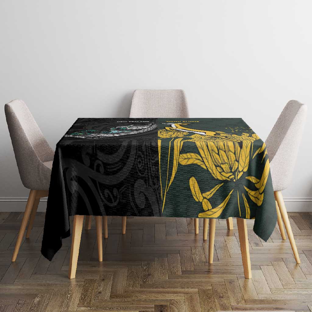New Zealand vs South Africa Rugby Tablecloth Maori - African Pattern