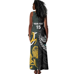 New Zealand vs South Africa Rugby Custom Tank Maxi Dress Maori - African Pattern