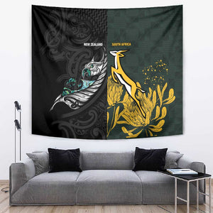 New Zealand vs South Africa Rugby Tapestry Maori - African Pattern