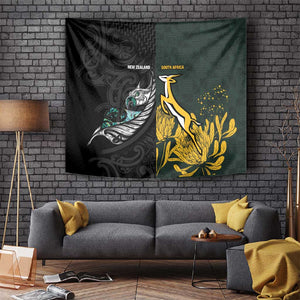 New Zealand vs South Africa Rugby Tapestry Maori - African Pattern