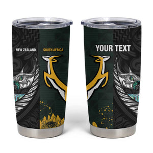 New Zealand vs South Africa Rugby Custom Tumbler Cup Maori - African Pattern