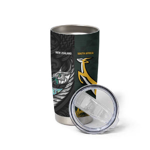 New Zealand vs South Africa Rugby Custom Tumbler Cup Maori - African Pattern