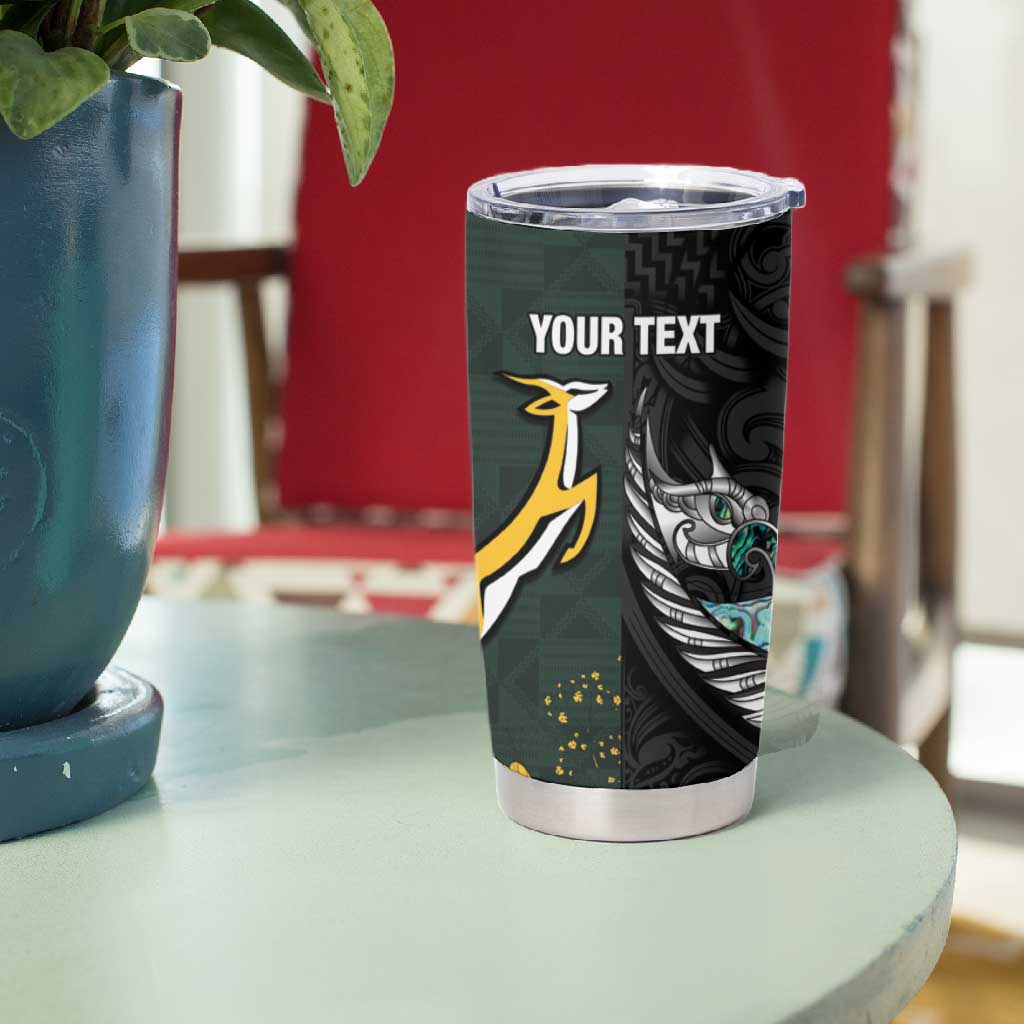 New Zealand vs South Africa Rugby Custom Tumbler Cup Maori - African Pattern