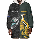 New Zealand vs South Africa Rugby Custom Wearable Blanket Hoodie Maori - African Pattern