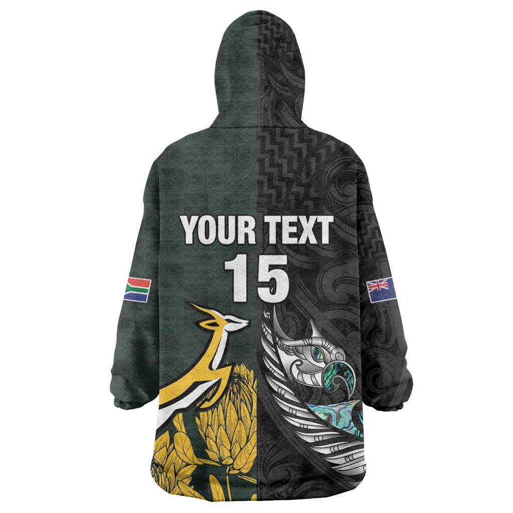 New Zealand vs South Africa Rugby Custom Wearable Blanket Hoodie Maori - African Pattern