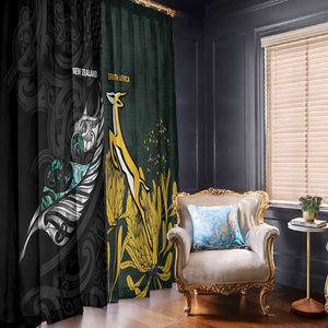 New Zealand vs South Africa Rugby Window Curtain Maori - African Pattern