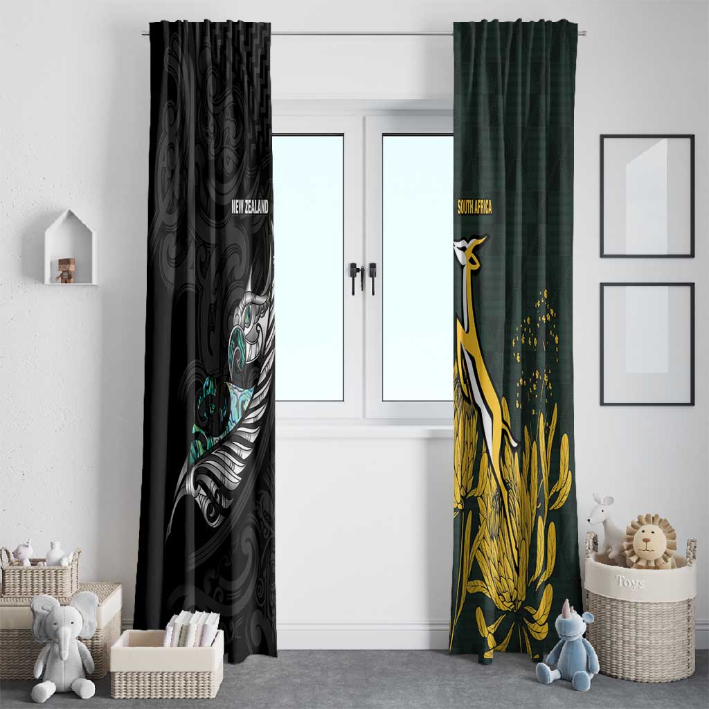 New Zealand vs South Africa Rugby Window Curtain Maori - African Pattern