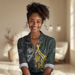 New Zealand vs South Africa Rugby Custom Women Casual Shirt Maori - African Pattern