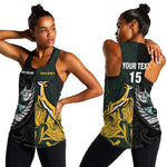 New Zealand vs South Africa Rugby Custom Women Racerback Tank Maori - African Pattern
