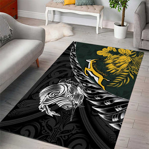 New Zealand vs South Africa Rugby Area Rug Maori Kiwi With Springboks