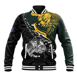 New Zealand vs South Africa Rugby Personalised Baseball Jacket Maori Kiwi With Springboks