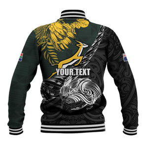 New Zealand vs South Africa Rugby Personalised Baseball Jacket Maori Kiwi With Springboks