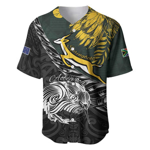 New Zealand vs South Africa Rugby Personalised Baseball Jersey Maori Kiwi With Springboks
