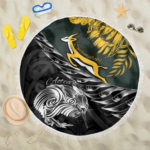 New Zealand vs South Africa Rugby Beach Blanket Maori Kiwi With Springboks