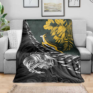 New Zealand vs South Africa Rugby Blanket Maori Kiwi With Springboks
