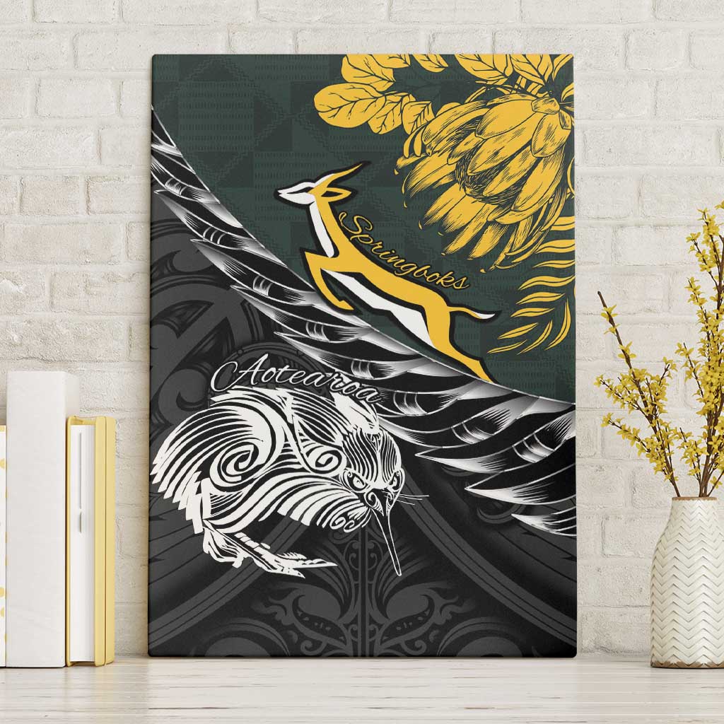 New Zealand vs South Africa Rugby Canvas Wall Art Maori Kiwi With Springboks