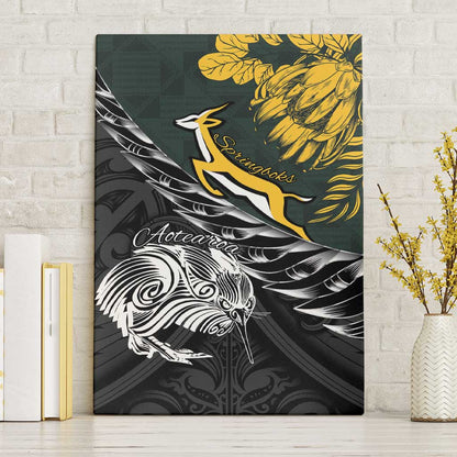 New Zealand vs South Africa Rugby Canvas Wall Art Maori Kiwi With Springboks