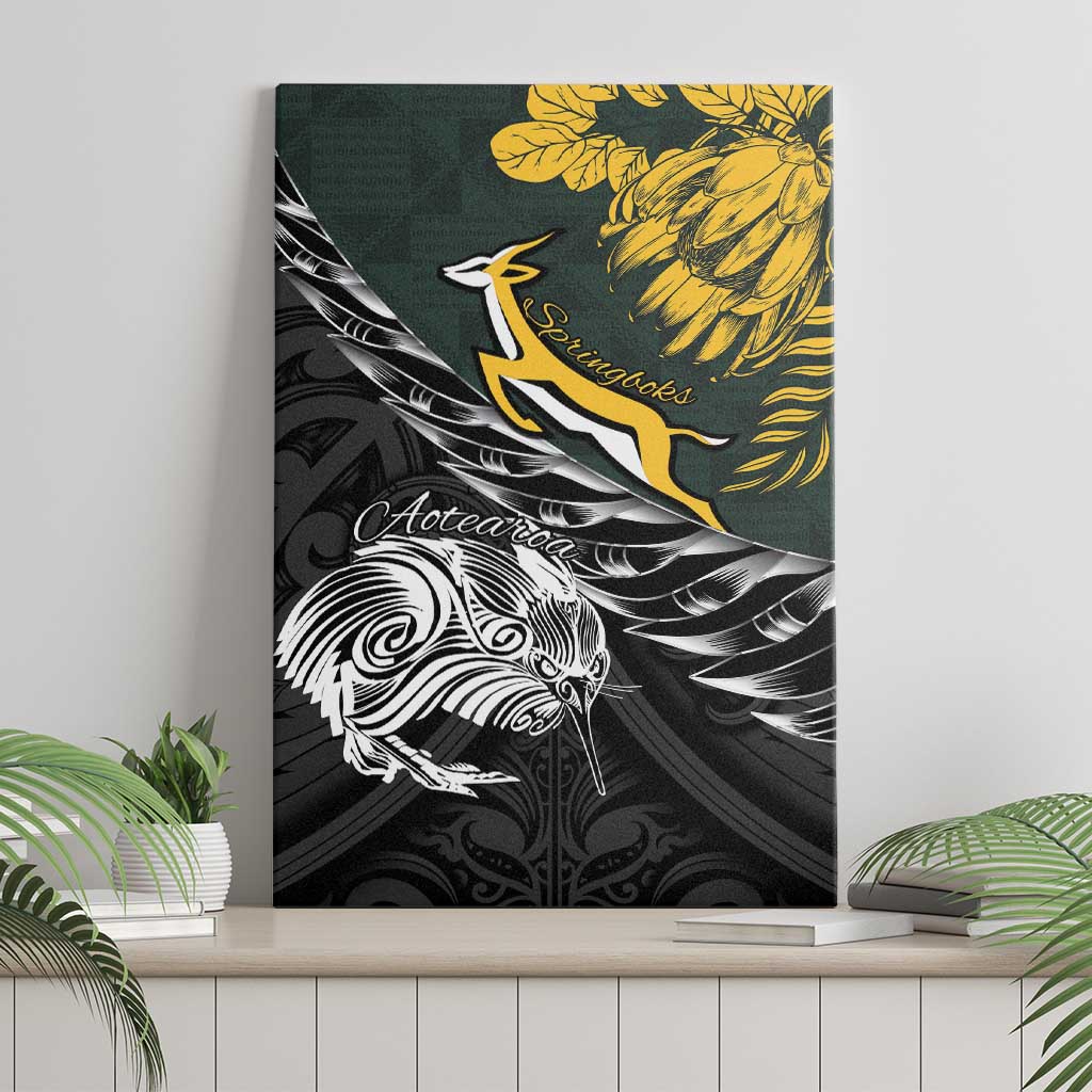 New Zealand vs South Africa Rugby Canvas Wall Art Maori Kiwi With Springboks