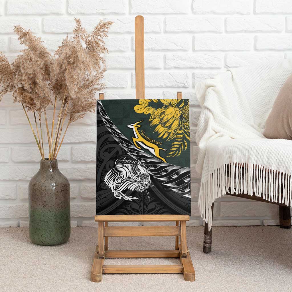 New Zealand vs South Africa Rugby Canvas Wall Art Maori Kiwi With Springboks