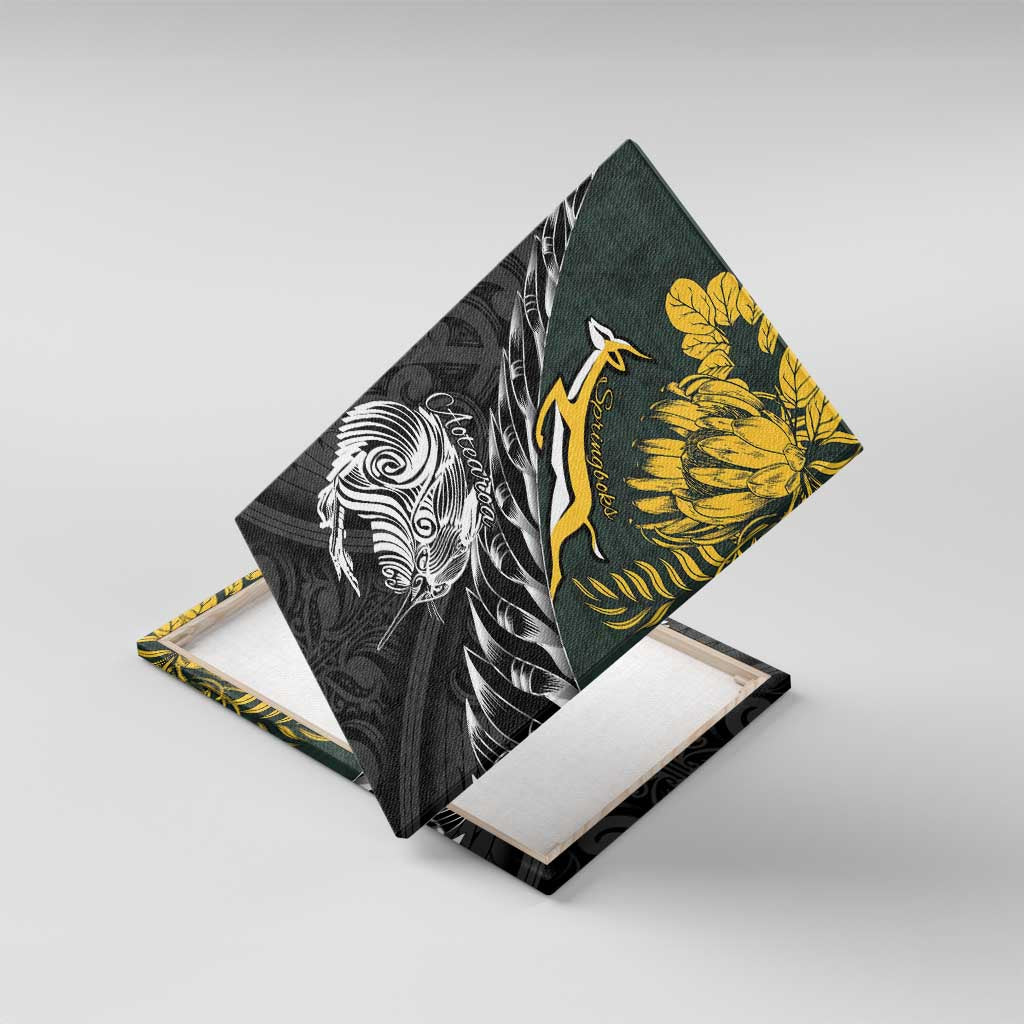 New Zealand vs South Africa Rugby Canvas Wall Art Maori Kiwi With Springboks
