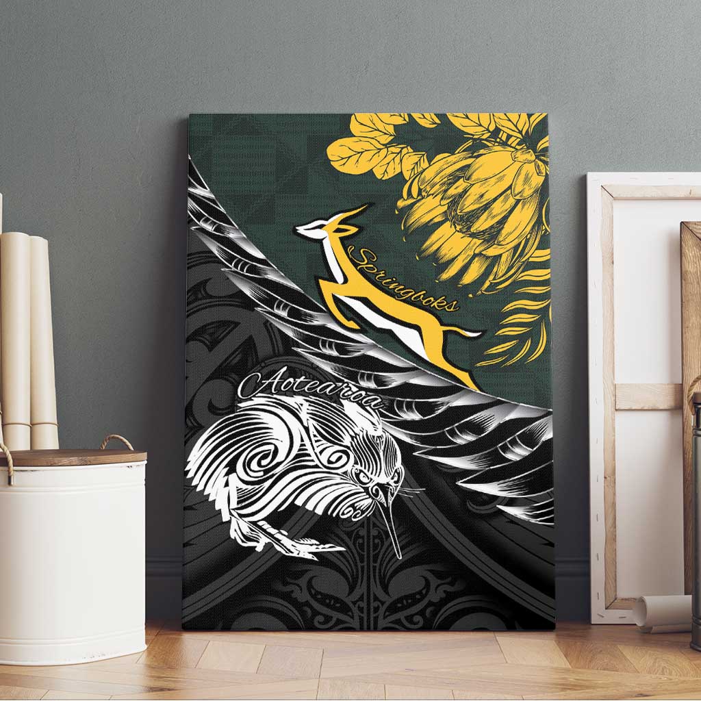 New Zealand vs South Africa Rugby Canvas Wall Art Maori Kiwi With Springboks