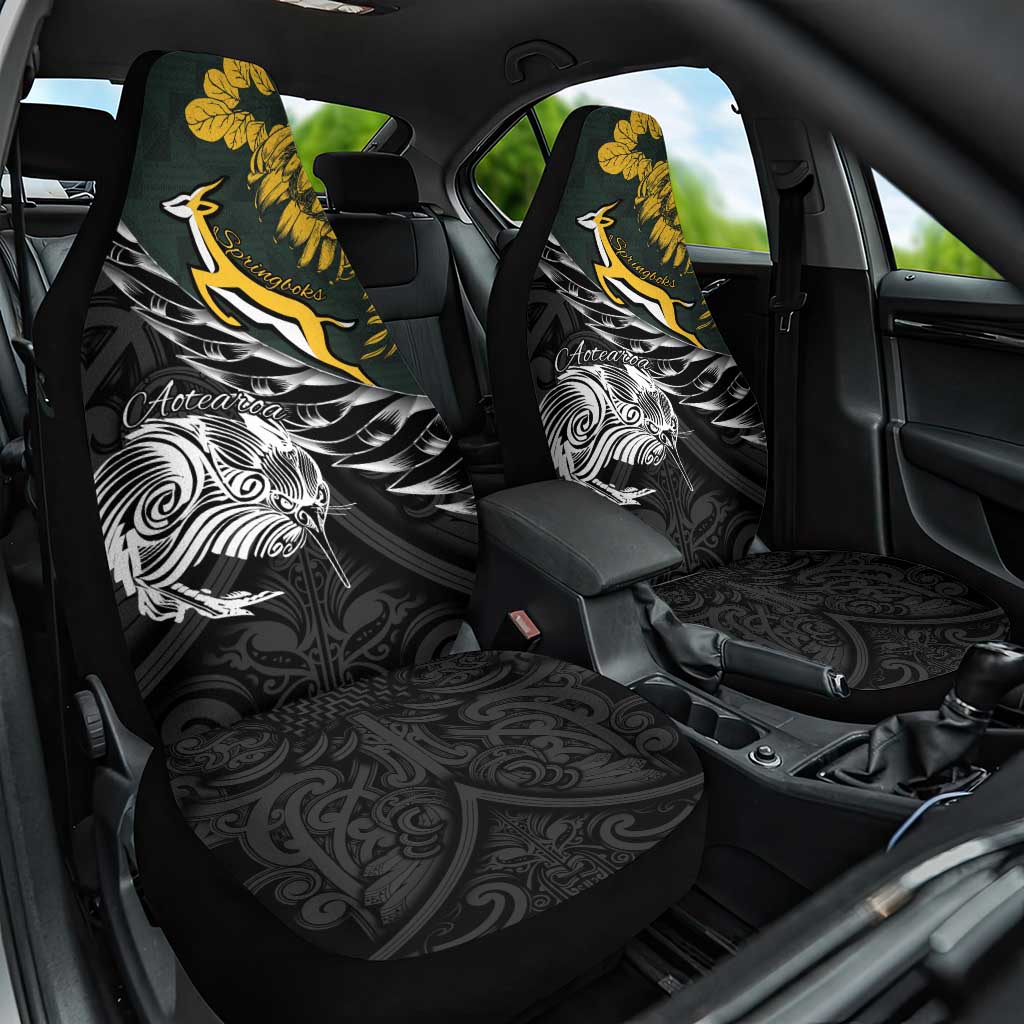 New Zealand vs South Africa Rugby Car Seat Cover Maori Kiwi With Springboks