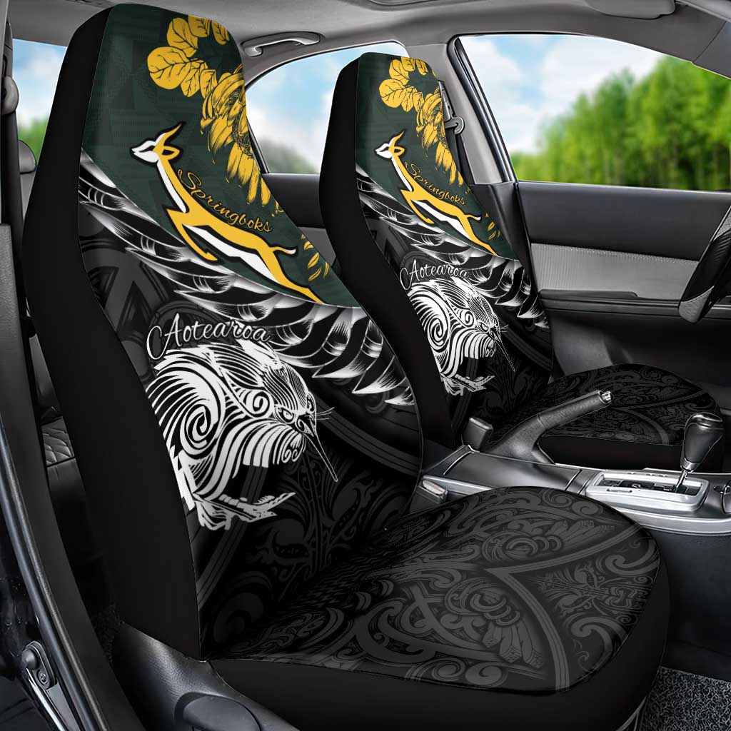 New Zealand vs South Africa Rugby Car Seat Cover Maori Kiwi With Springboks