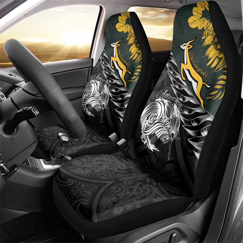 New Zealand vs South Africa Rugby Car Seat Cover Maori Kiwi With Springboks